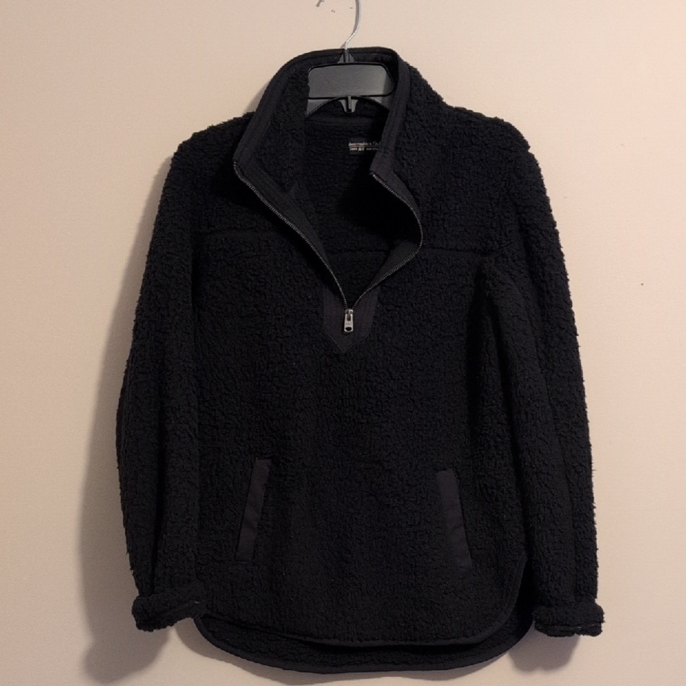 Abercrombie & Fitch Black Sherpa Pullover Jacket